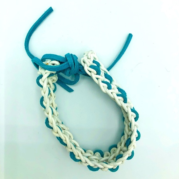 Crocheted Leather and Suede Bracelet - Picture 4 of 7